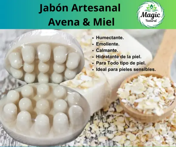 Jabón de Avena, miel, Vitamina E y Colágeno
